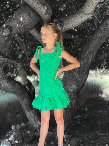 Neon Green Jersey Dress – Little Olin