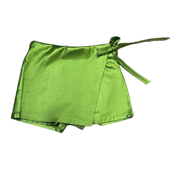 Metallic Green Tie Mini Skort