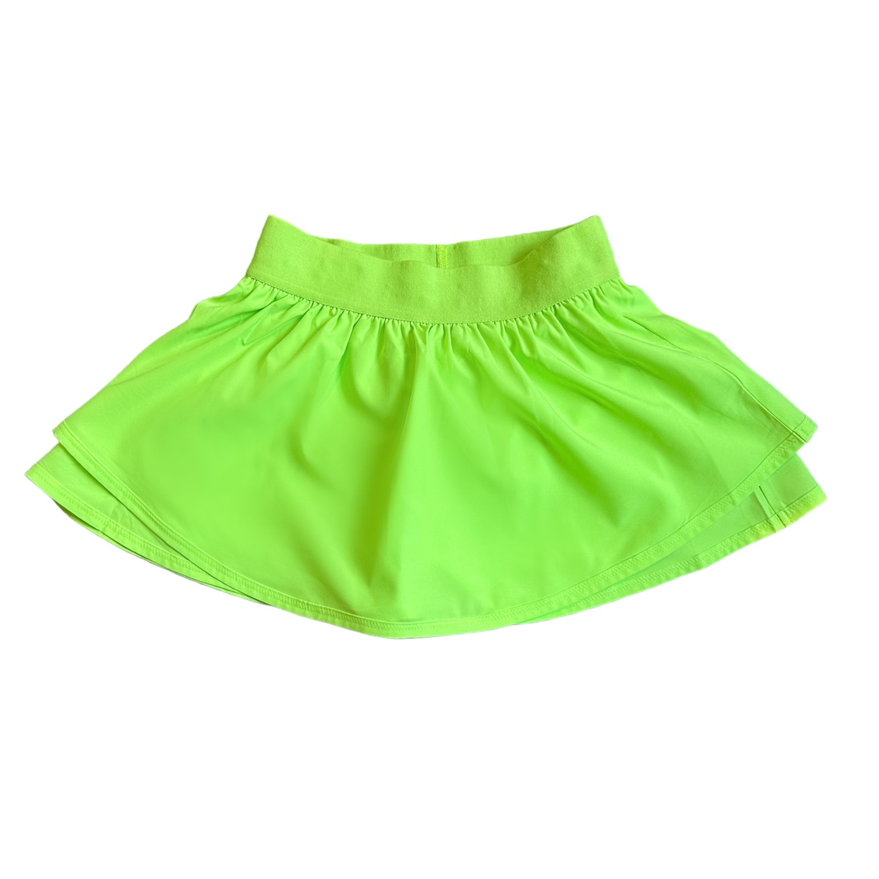 Neon Green Gathered Mini Skort