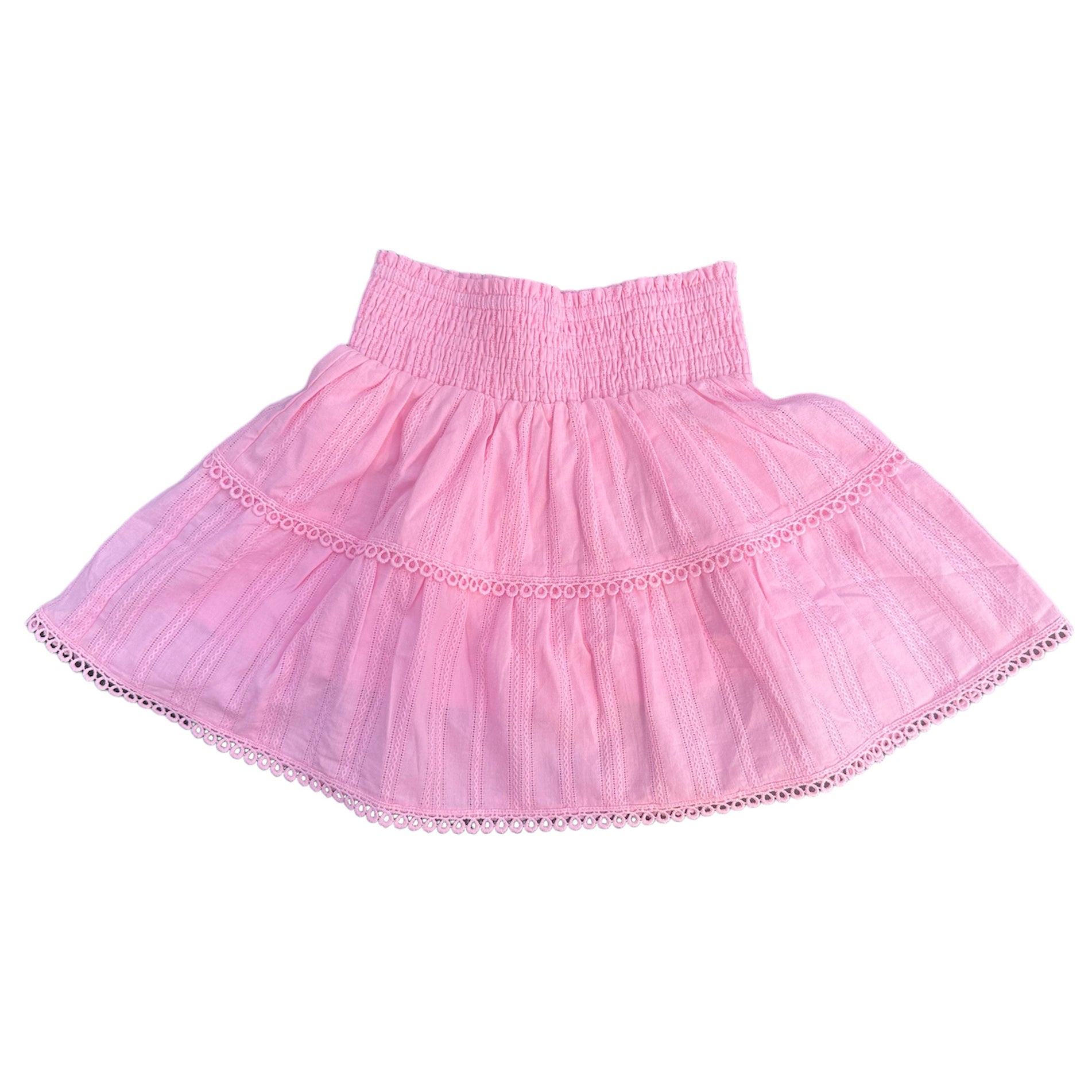 Pink Smocked Waistband Skirt